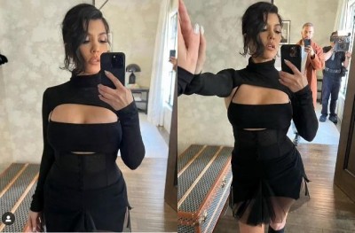 With lipstick and messy hairstyle, Kourtney wreaking havoc