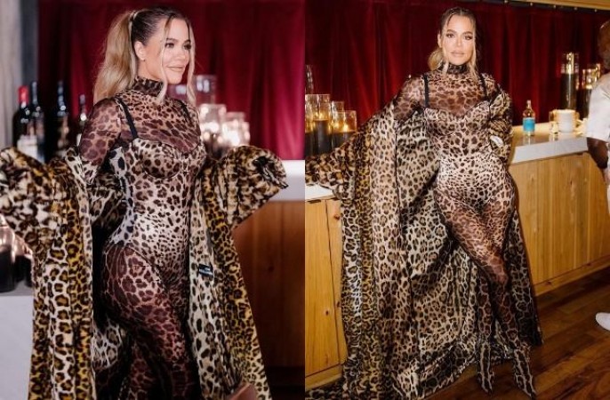 लेपर्ड प्रिंट ड्रेस में khloe kardashian ने ढाया कहर
