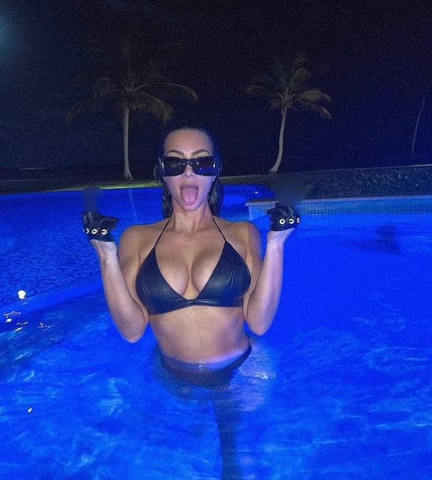 Kim in a black bikini raises internet mercury