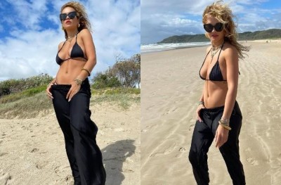 Rita Ora gave killer pose on beach, photos go viral on social media