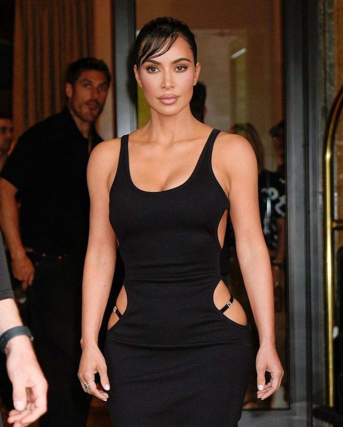 Kim adds boldness in black one piece