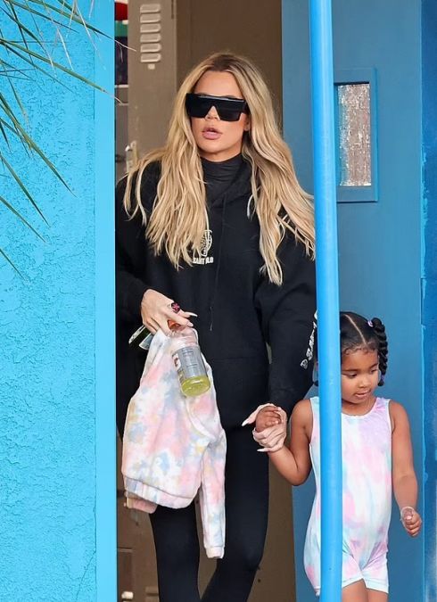 Kim's sister was seen in a black outfit with her daughter