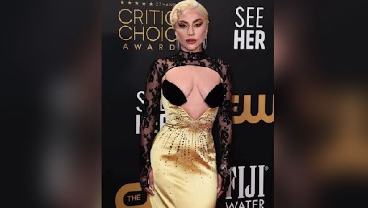 Lady Gaga looking stunning in a deep neckline gown, see pictures