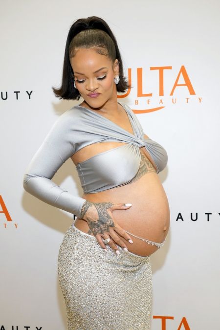 Rihanna flaunts her baby bump at the Fenty Beauty launch