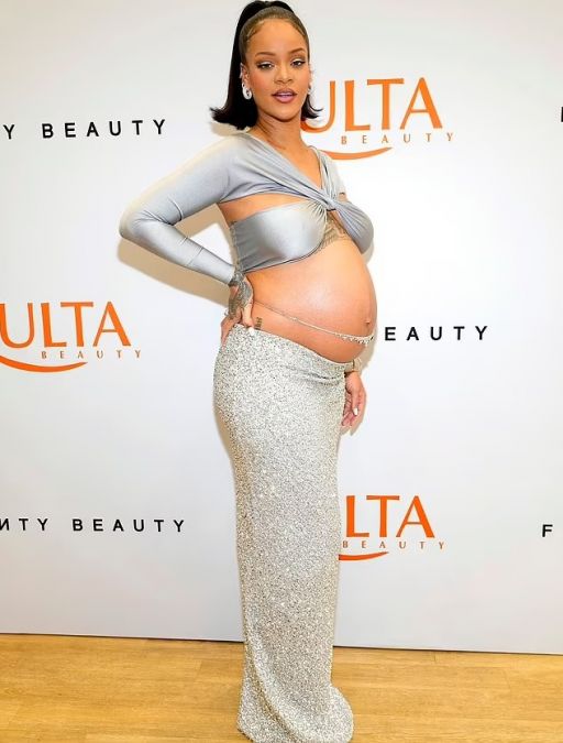 Rihanna flaunts her baby bump at the Fenty Beauty launch