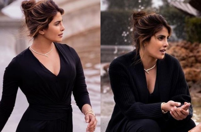 Priyanka in black outfit sets social media on fire