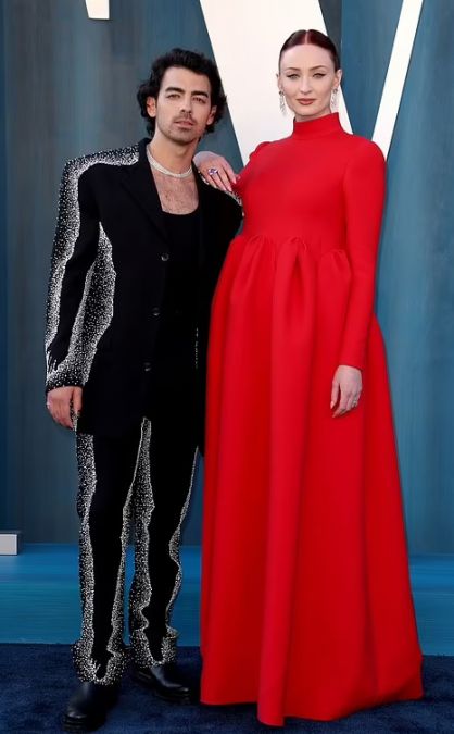 Sophie Turner stunned in a floor-length gown with husband Joe Jonas