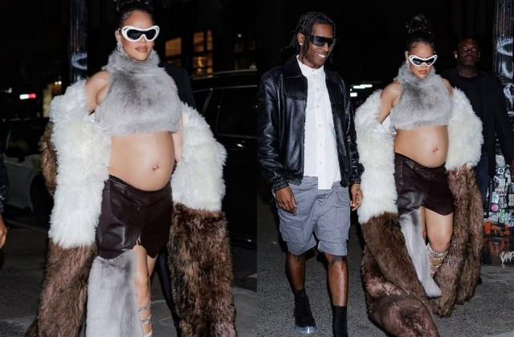 Rihanna was once again seen flaunting her baby bump with her boyfriend