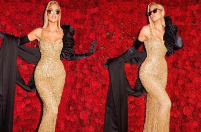 Chloe Kardashian slaying everyone's heart in a golden gown