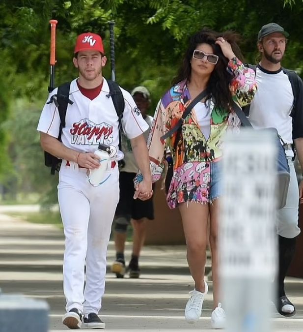 Nick and Priyanka were seen doing the first lip-lock before baseball match