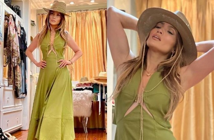 Jennifer Lopez's beautiful look in a green dress has fans go crazy