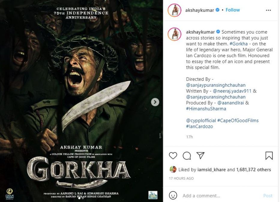 अक्षय की नयी फिल्म 'गोरखा' का पोस्टर जारी