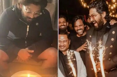 Allu Arjun celebrates birthday with wife, pictures of celebration going viral