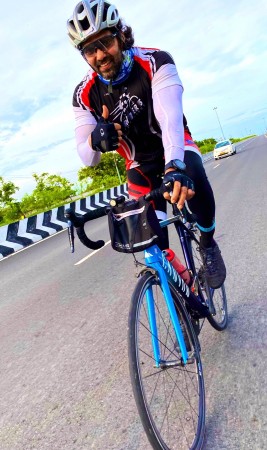 Arya is very happy to complete his 100 km cycle ride