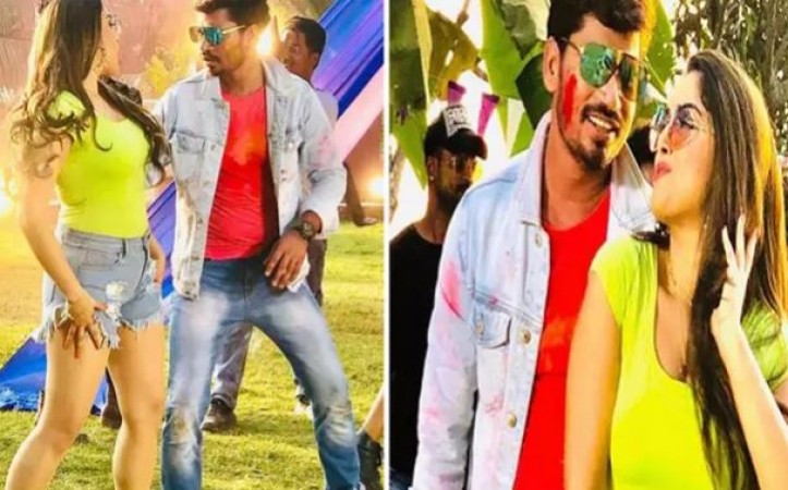 Amrapali Dubey gives bold poses on Holi Song, See cute photo here