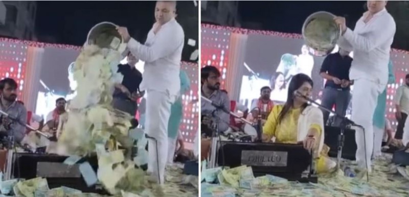 Money Showered on Gujarati singer, Video Viral