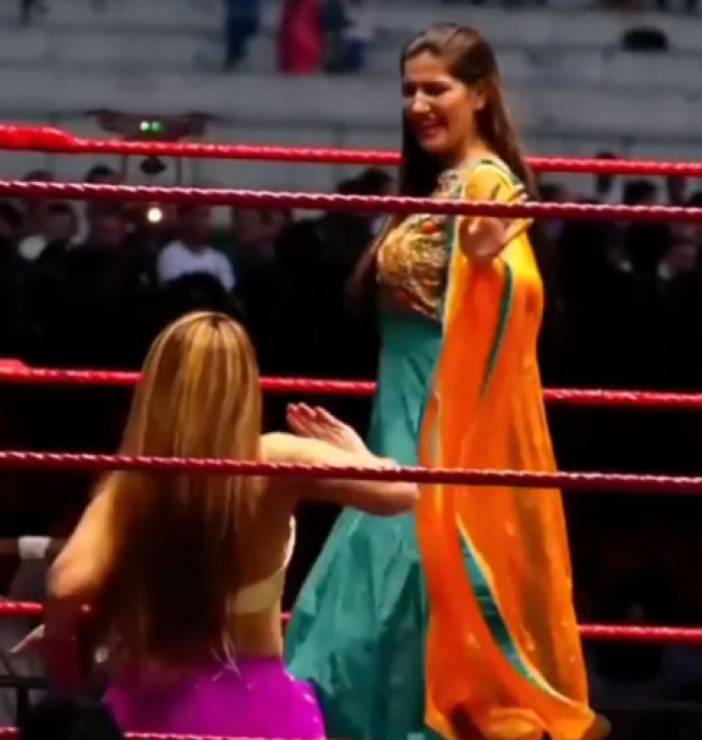 Sapna Chaudhary in WWE ring, fans going crazy, watch video here