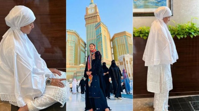 This glamorous actress reached Mecca Medina with her husband, was seen in hijab-burkha