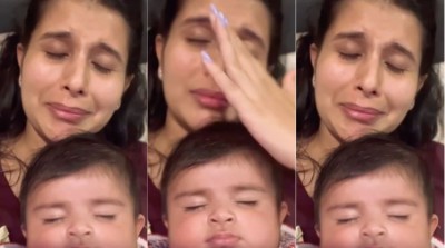 This famous actress started crying with her daughter in her lap, know what's the reason?