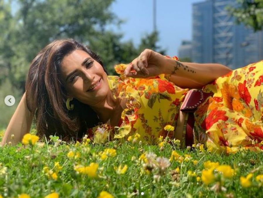 Karishma Tanna sexy and bold look in Yellow Floral Dress