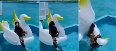 VIDEO: Sana Khan's balance worsens in swimming pool, faints