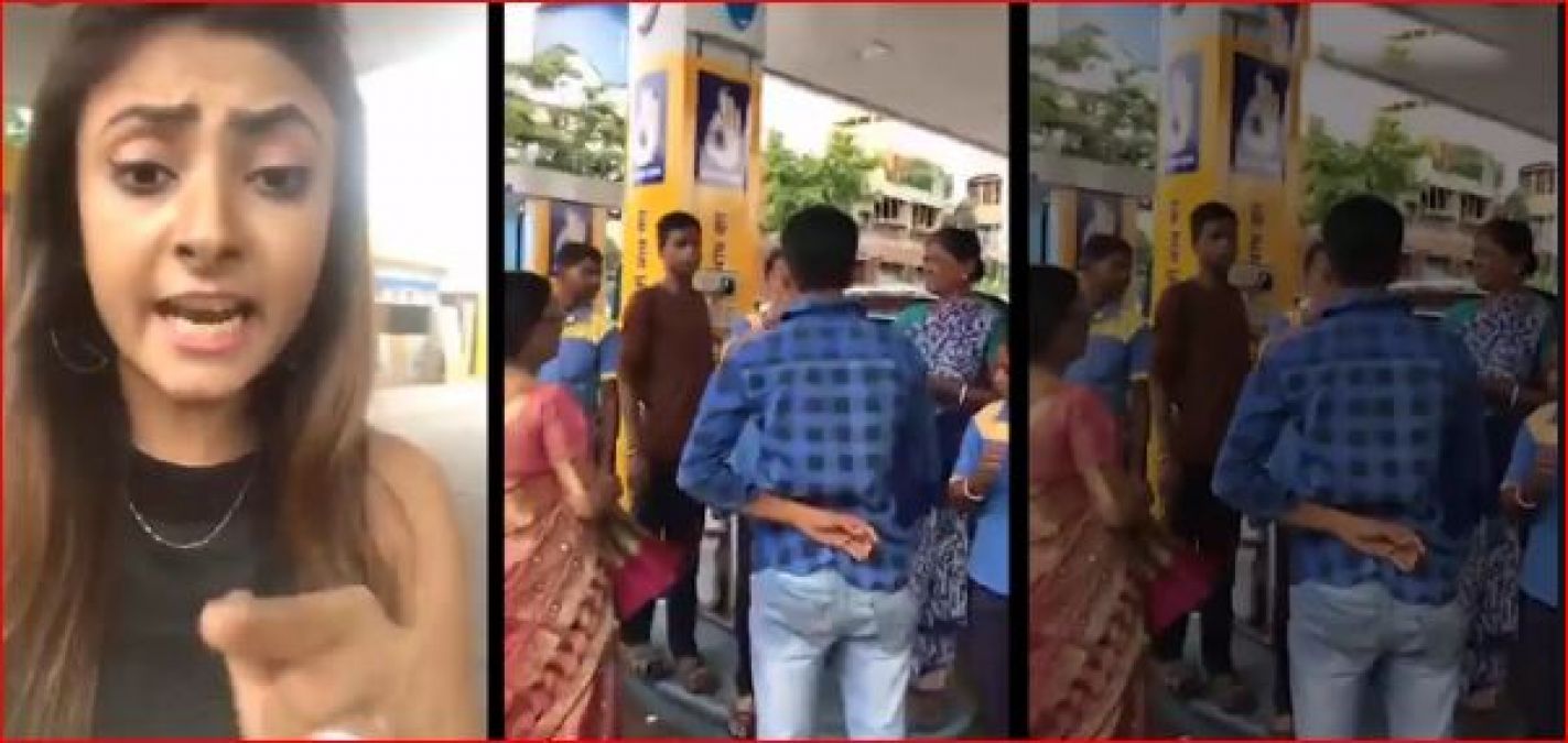 A Petrol Pump employee pushed the actress and pulled out the keys of the car!