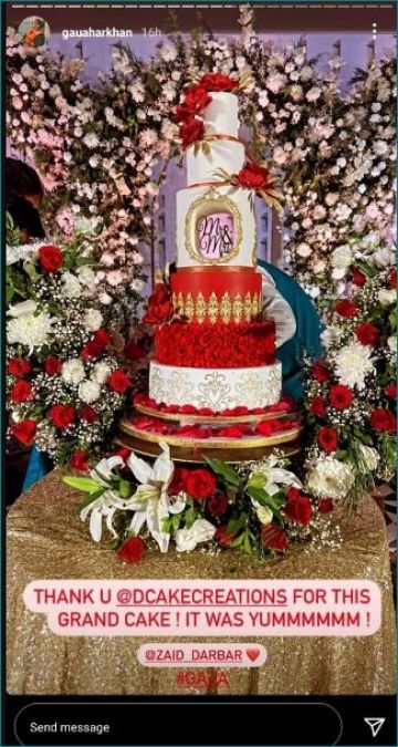 गौहर-ज़ैद के निकाह में आया था 6 टायर केक, एक्ट्रेस ने शेयर की तस्वीर