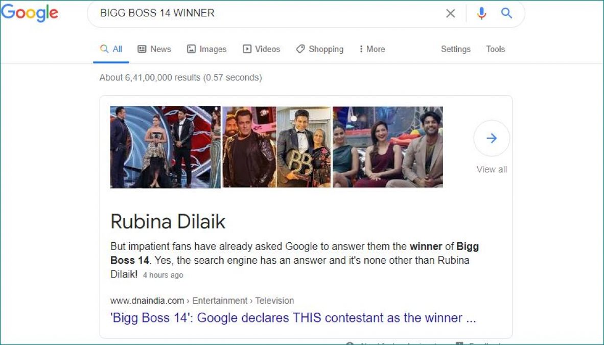 Google declares winner of Bigg Boss 14 before the grand finale