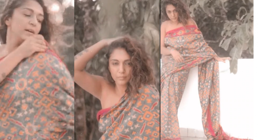 VIDEO! This actress wore sari without blouse, suddenly there was a strong wind and...