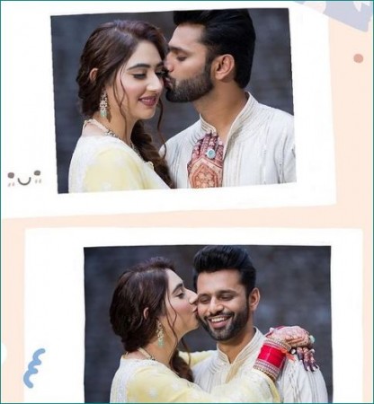 PHOTOS: शादी के बाद एक-दूजे को किस करते नजर आए राहुल-दिशा