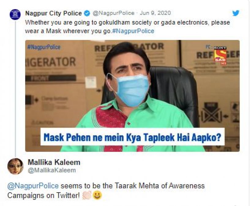 Nagpur Police shares this meme of Tarak Mehta's Jethalal