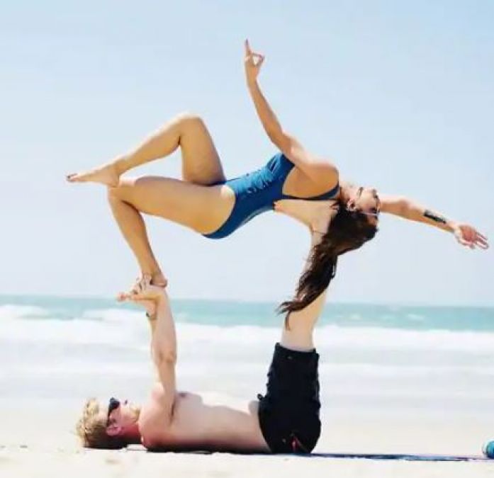 International Yoga Day: Know how to do Couple Yoga by TV actress Aashka Goradia