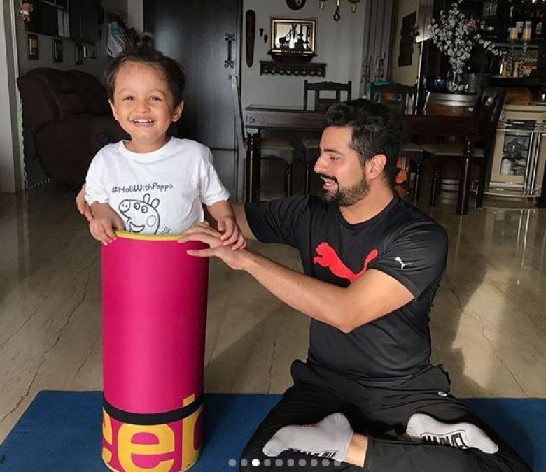 Karan Mehra did yoga with his son