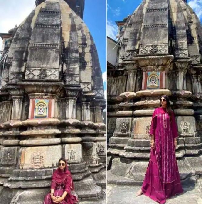 Mohena Kumari reaches Ukhimath temple, husband clicks photo