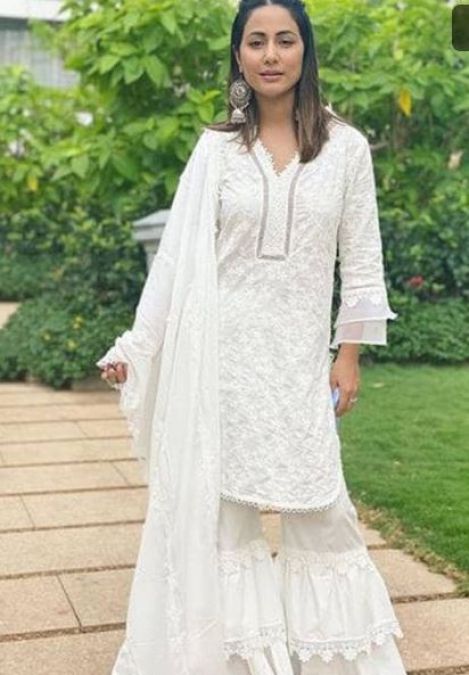 Hina Khan looks gorgeous in white outfit