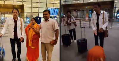 VIDEO! एयरपोर्ट पर 'प्रभु श्री राम' को देख रोने लगी महिला, पैरों में गिर गई और फिर...