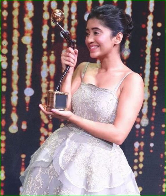 Naira looks very beautiful in a silver shimmery dress, won Best Actor Female Award