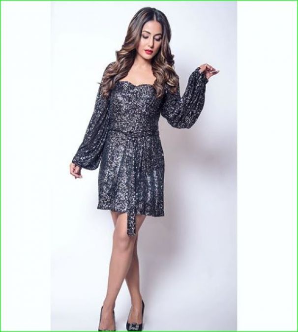 Hina Khan shows off her sexy style in a glittering black dress