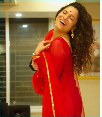 Ankita Lokhande looks gorgeous in red dress