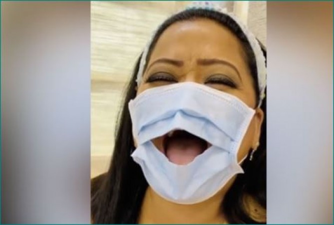 Video: Bharti Singh unique mask idea goes viral, Watch here