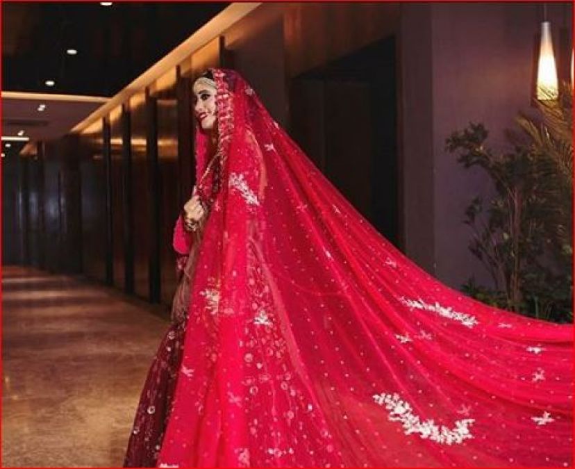 Naira becomes a bride in red bridal attire, you'll love her picture!