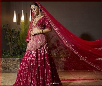 Naira becomes a bride in red bridal attire, you'll love her picture!