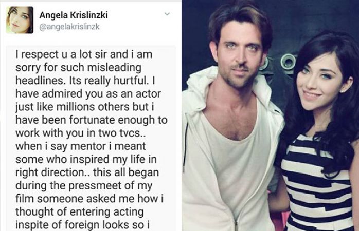 Angela Krislinzki apologized to Hrithik Roshan