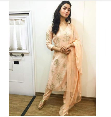 Alia Bhatt looks pretty in a traditional outfit at the Raazi movie promotions