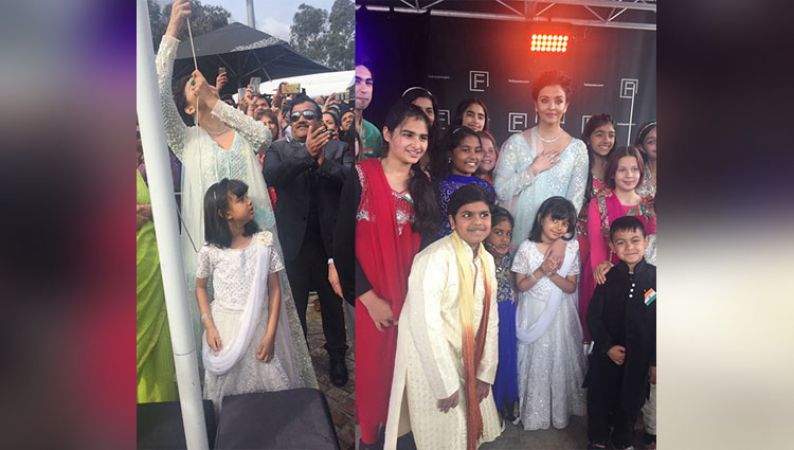Aishwarya Rai Bachchan hoists the Indian Flag at Melbourne