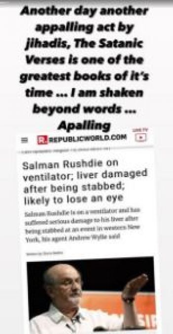 Kangana reacts to Salman Rushdie's stabbing, appalling act by Jihadis…