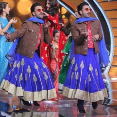 See pics - Once again Ranveer Singh Dances in heels and ghagra on the sets of Sa Re Ga Ma Pa