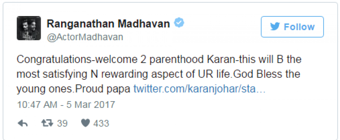 Bollywood congratulates Karan Johar to be the new daddy