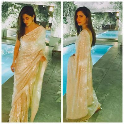 Mahira Khan is looking damn beautiful in her off-white sari