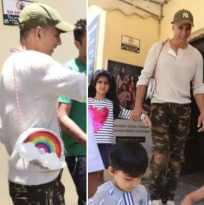 Akshay Kumar holds daughter Nitara's sling bag, see the cutest picture here
